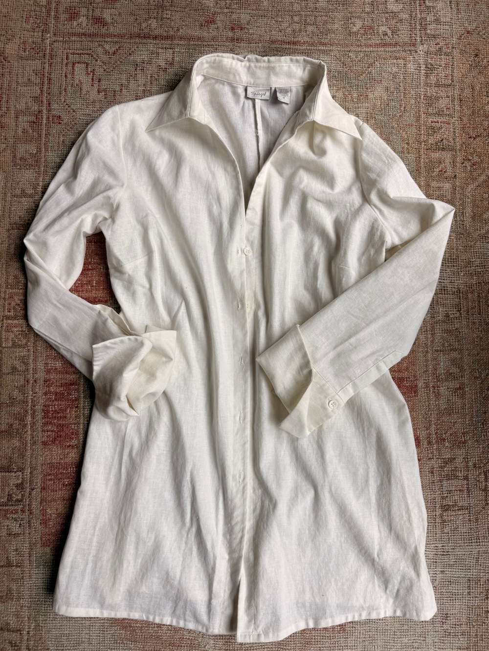 Vintage Spiegel Off-White Button-Front Long Tunic